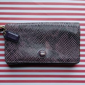 Coach Dark Purple Faux Snakeskin Wallet Wristlet